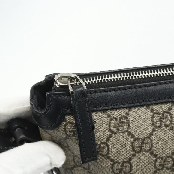 GUCCI GG Supreme Web Sherry Line Tasche PVC Beige Silber 387111 Auth ka4079