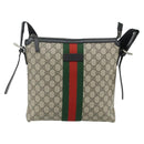 GUCCI GG Supreme Web Sherry Line Bag PVC Beige Silver 387111 Auth ka4079-13