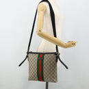 GUCCI GG Supreme Web Sherry Line Bag PVC Beige Silver 387111 Auth ka4079-22