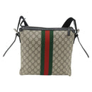 GUCCI GG Supreme Web Sherry Line Bag PVC Beige Silver 387111 Auth ka4079-2