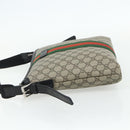 GUCCI GG Supreme Web Sherry Line Bag PVC Beige Silver 387111 Auth ka4079-3