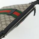 GUCCI GG Supreme Web Sherry Line Bag PVC Beige Silver 387111 Auth ka4079-6