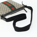 GUCCI GG Supreme Web Sherry Line Bag PVC Beige Silver 387111 Auth ka4079-7