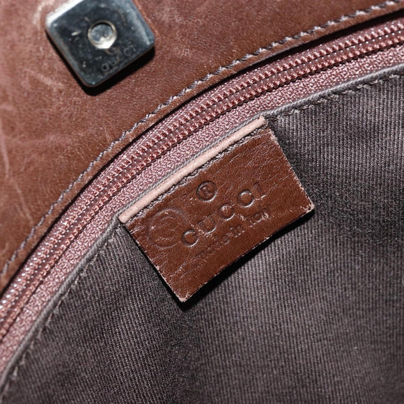 GUCCI GG Canvas Shoulder Bag Outlet Brown Silver 91762 Auth ka4080A