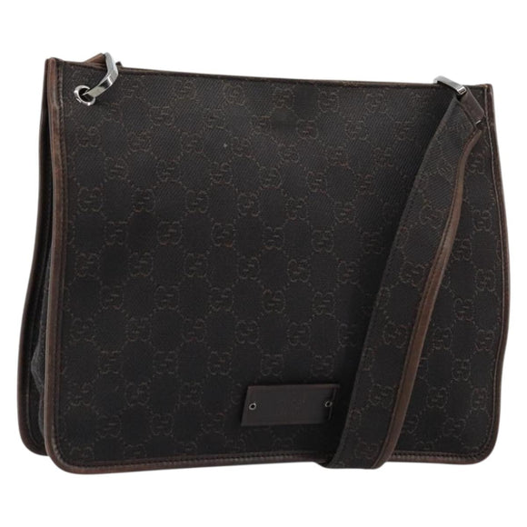 GUCCI GG Canvas Shoulder Bag Outlet Brown Silver 91762 Auth ka4080A