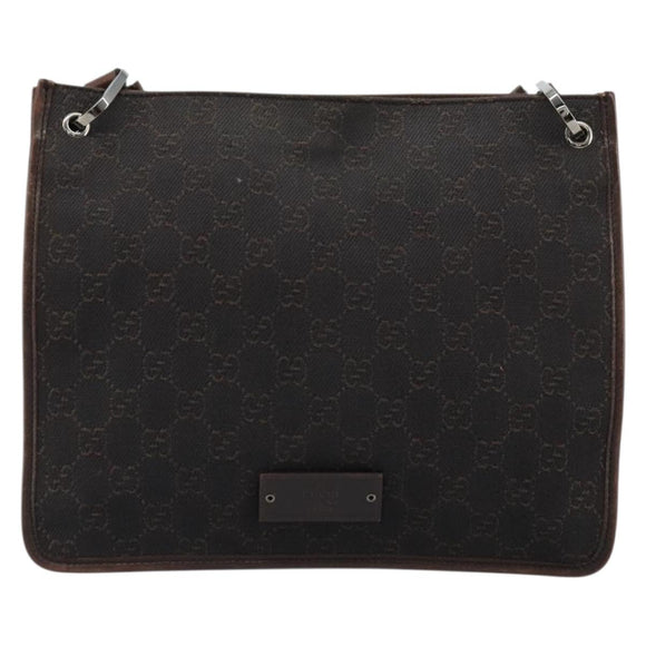 GUCCI GG Canvas Shoulder Bag Outlet Brown Silver 91762 Auth ka4080A