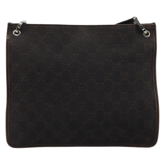 GUCCI GG Canvas Shoulder Bag Outlet Brown Silver 91762 Auth ka4080A