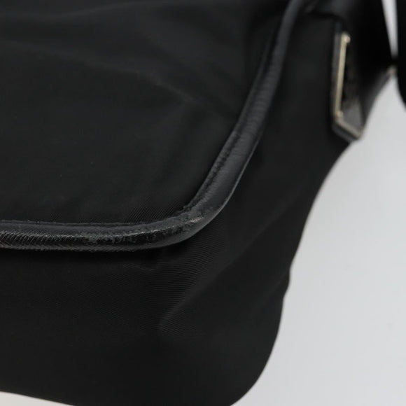 PRADA Shoulder Bag Nylon Leather Black Silver Auth ka4087