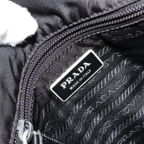 PRADA Shoulder Bag Nylon Leather Black Silver Auth ka4087