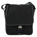 PRADA Shoulder Bag Nylon Leather Black Silver Auth ka4087-13