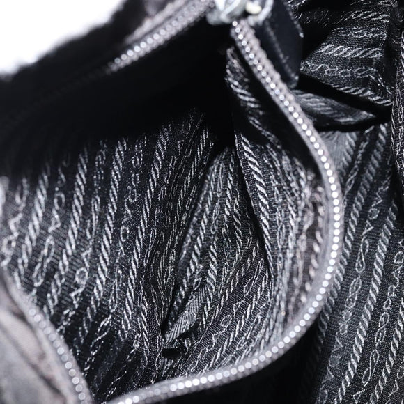 PRADA Shoulder Bag Nylon Leather Black Silver Auth ka4087