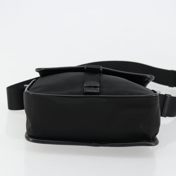 PRADA Shoulder Bag Nylon Leather Black Silver Auth ka4087