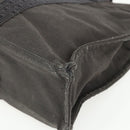 HERMES Her Line MM Hand Bag Canvas Gray Silver Auth ka409-10