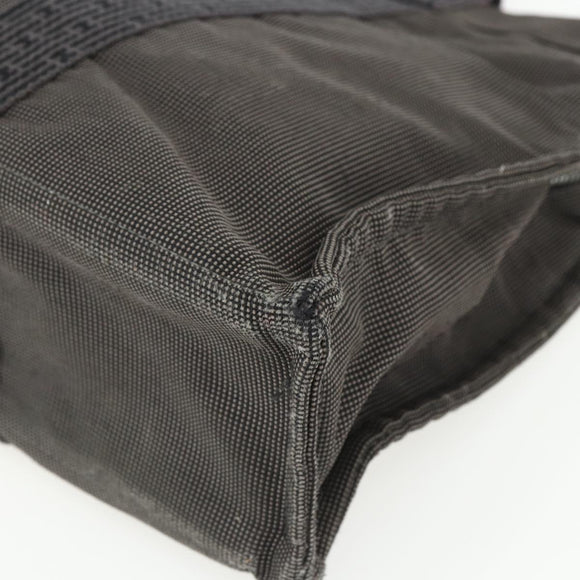 HERMES Her Line MM Hand Bag Canvas Gray Silver Auth ka409