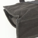 HERMES Her Line MM Hand Bag Canvas Gray Silver Auth ka409-11