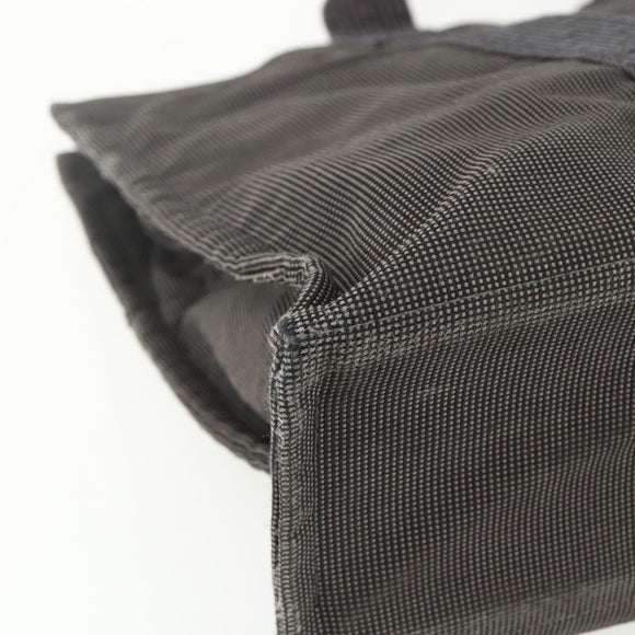 HERMES Her Line MM Hand Bag Canvas Gray Silver Auth ka409