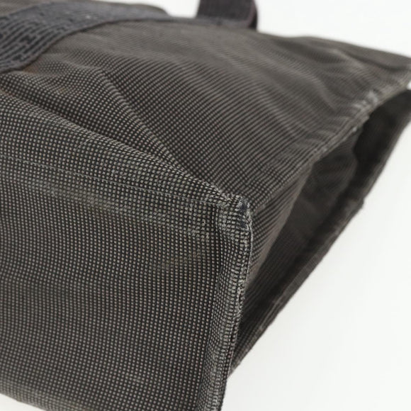 HERMES Her Line MM Hand Bag Canvas Gray Silver Auth ka409