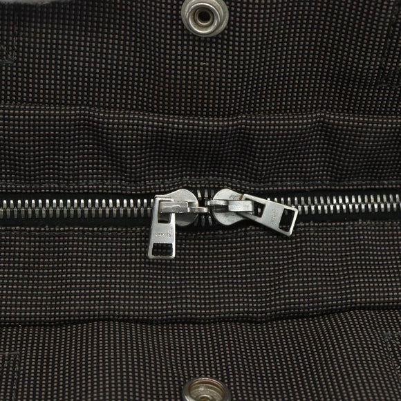 HERMES Her Line MM Hand Bag Canvas Gray Silver Auth ka409