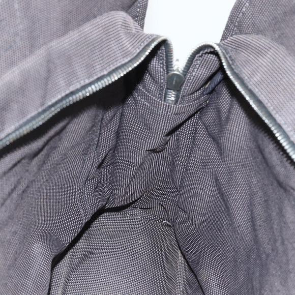 HERMES Her Line MM Hand Bag Canvas Gray Silver Auth ka409