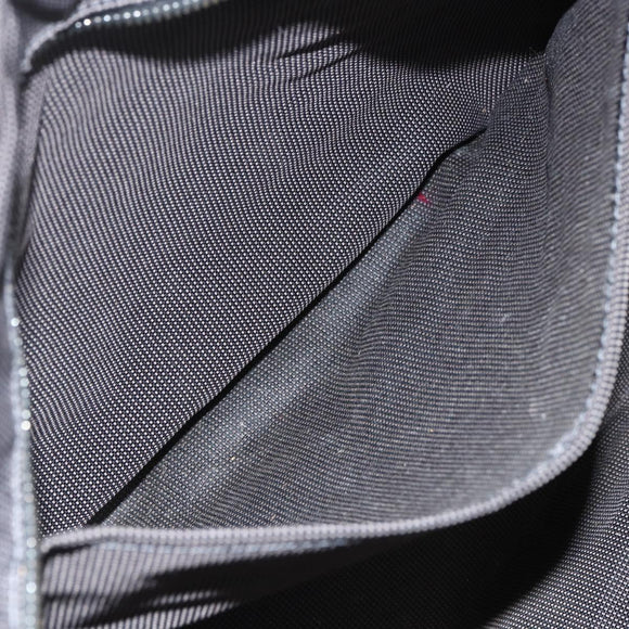 HERMES Her Line MM Hand Bag Canvas Gray Silver Auth ka409