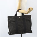 HERMES Her Line MM Hand Bag Canvas Gray Silver Auth ka409-20