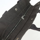 HERMES Her Line MM Hand Bag Canvas Gray Silver Auth ka409-6