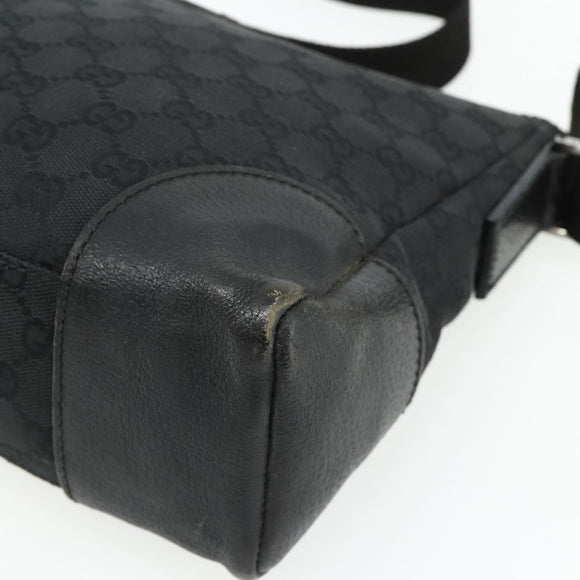 GUCCI GG Canvas Shoulder Bag Black Silver 114273 Auth ka4091