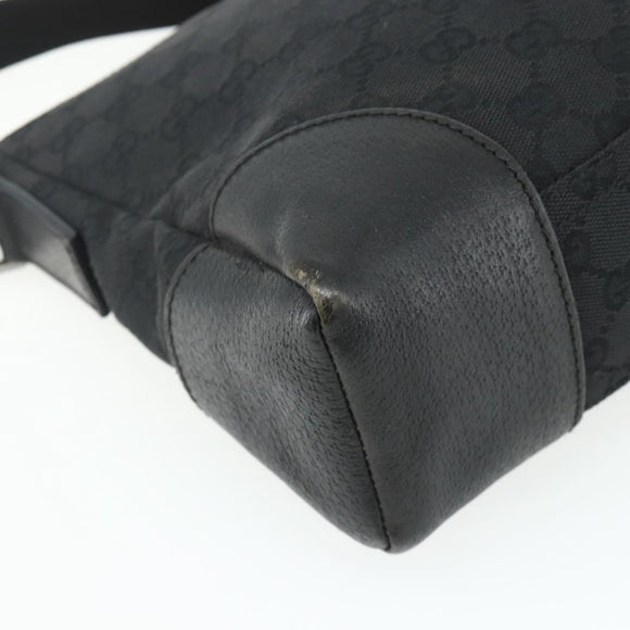 GUCCI GG Canvas Shoulder Bag Black Silver 114273 Auth ka4091