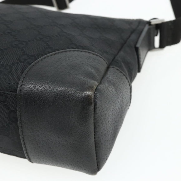GUCCI GG Canvas Shoulder Bag Black Silver 114273 Auth ka4091