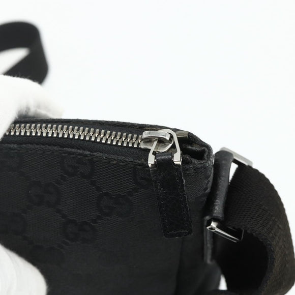 GUCCI GG Canvas Shoulder Bag Black Silver 114273 Auth ka4091