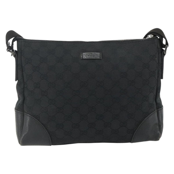 GUCCI GG Canvas Shoulder Bag Black Silver 114273 Auth ka4091