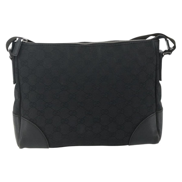 GUCCI GG Canvas Shoulder Bag Black Silver 114273 Auth ka4091