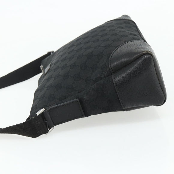 GUCCI GG Canvas Shoulder Bag Black Silver 114273 Auth ka4091