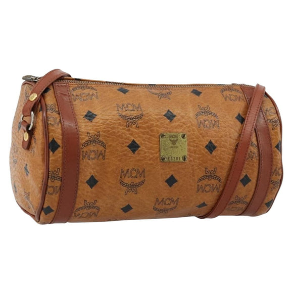 MCM Vicetos Logogram Shoulder Bag PVC Leather Brown Gold Auth ka4095A