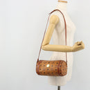 MCM Vicetos Logogram Shoulder Bag PVC Leather Brown Gold Auth ka4095A-19
