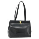Salvatore Ferragamo Vala Tote Bag Leather Black Gold Auth ka4098-1