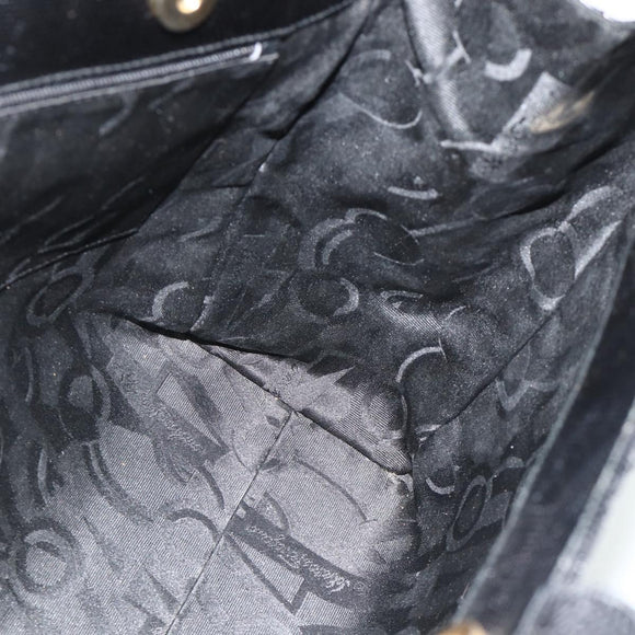 Salvatore Ferragamo Vala Tote Bag Leather Black Gold Auth ka4098