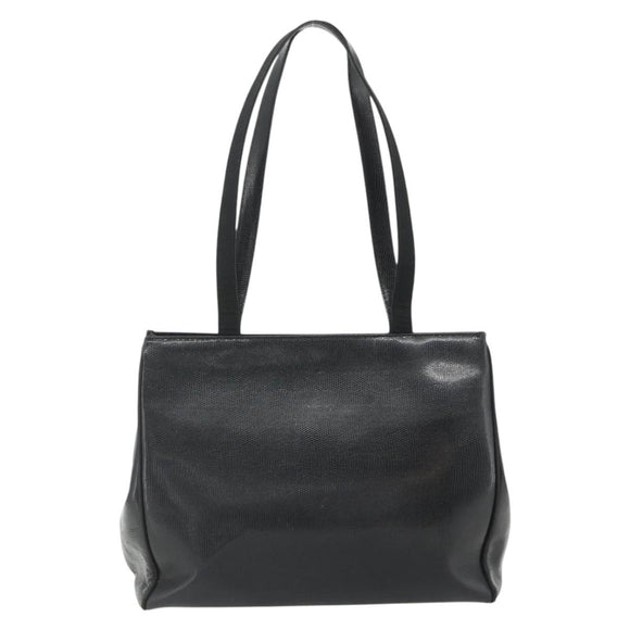 Salvatore Ferragamo Vala Tote Bag Leather Black Gold Auth ka4098