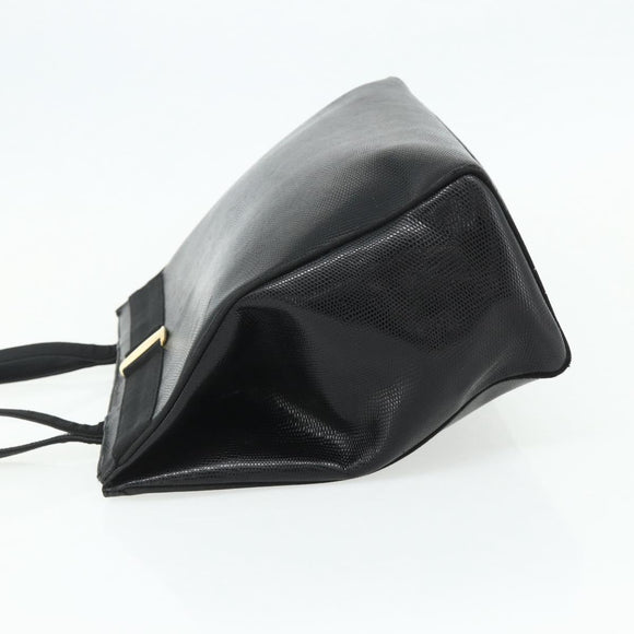 Salvatore Ferragamo Vala Tote Bag Leather Black Gold Auth ka4098