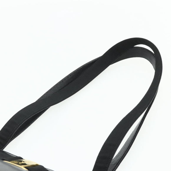 Salvatore Ferragamo Vala Tote Bag Leather Black Gold Auth ka4098