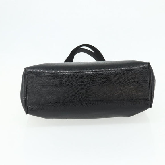 Salvatore Ferragamo Vala Tote Bag Leather Black Gold Auth ka4098