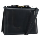 Salvatore Ferragamo Vala Shoulder Bag Leather Navy Gold Auth ka4099-1
