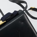 Salvatore Ferragamo Vala Shoulder Bag Leather Navy Gold Auth ka4099-18