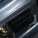 Salvatore Ferragamo Vala Shoulder Bag Leather Navy Gold Auth ka4099-12