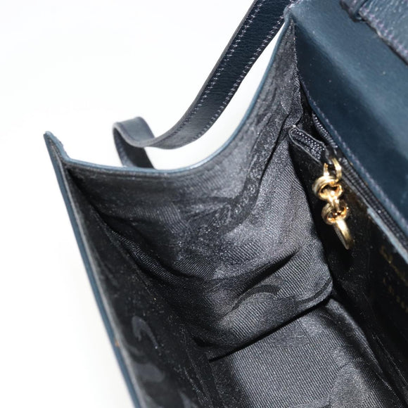 Salvatore Ferragamo Vala Shoulder Bag Leather Navy Gold Auth ka4099