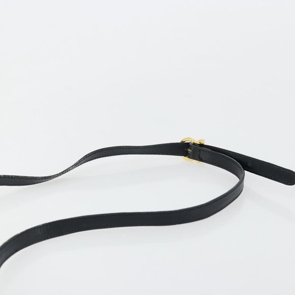 Salvatore Ferragamo Vala Shoulder Bag Leather Navy Gold Auth ka4099