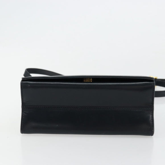 Salvatore Ferragamo Vala Shoulder Bag Leather Navy Gold Auth ka4099