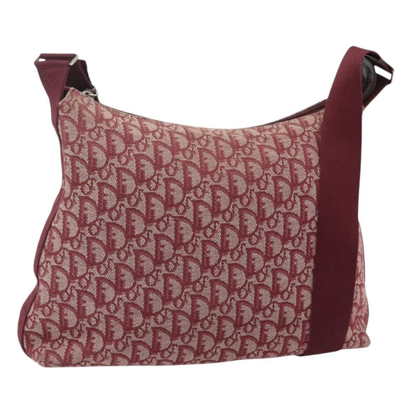 Christian Dior Trotter Canvas Shoulder Bag Red Silver Auth ka4100A