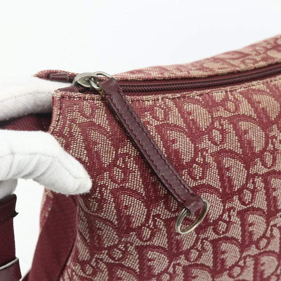 Christian Dior Trotter Canvas Shoulder Bag Red Silver Auth ka4100A
