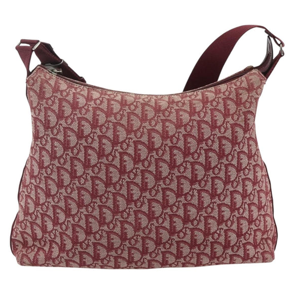 Christian Dior Trotter Canvas Shoulder Bag Red Silver Auth ka4100A